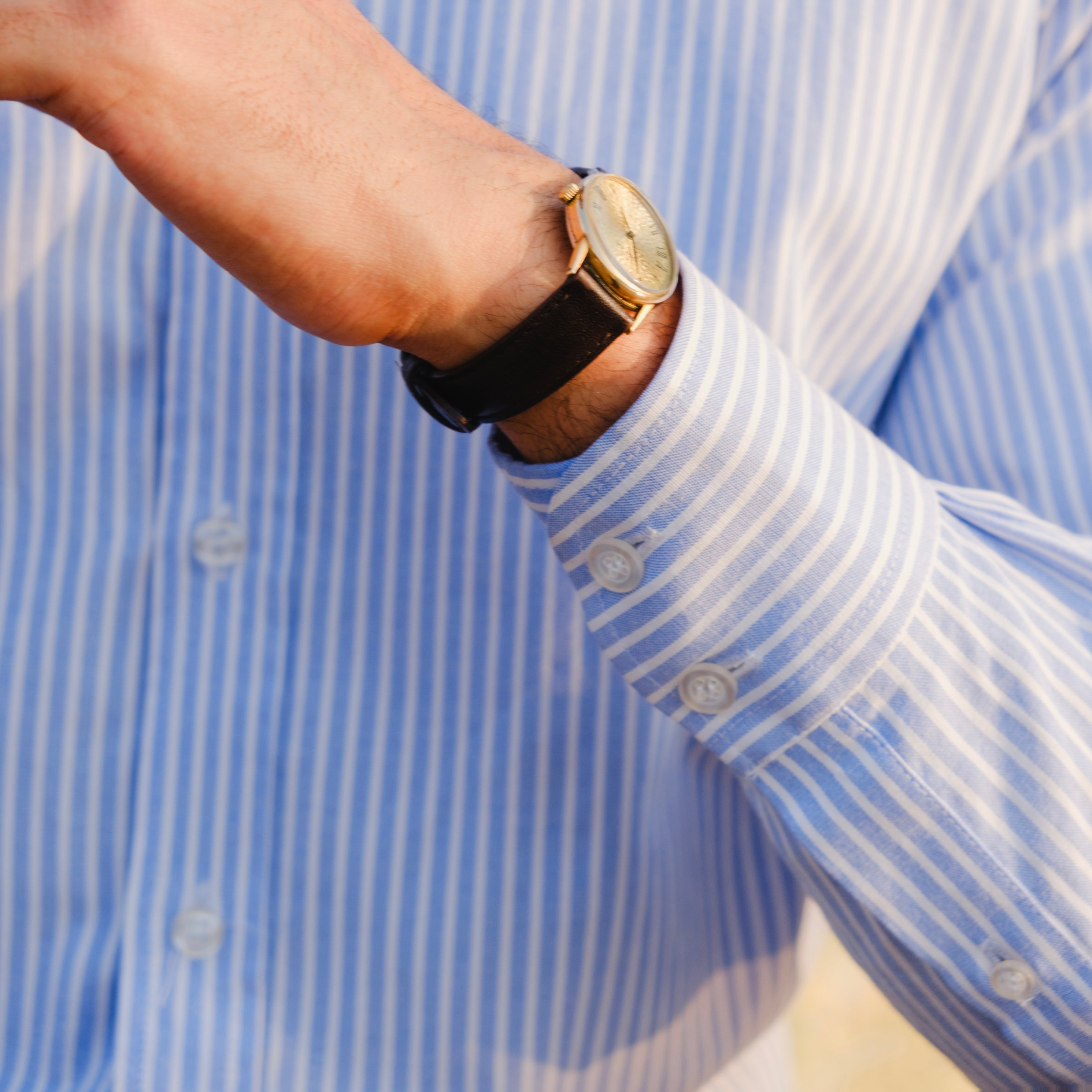 POSILLIPO SKY BLUE SIGNATURE STRIPED BUTTON DOWN SHIRT