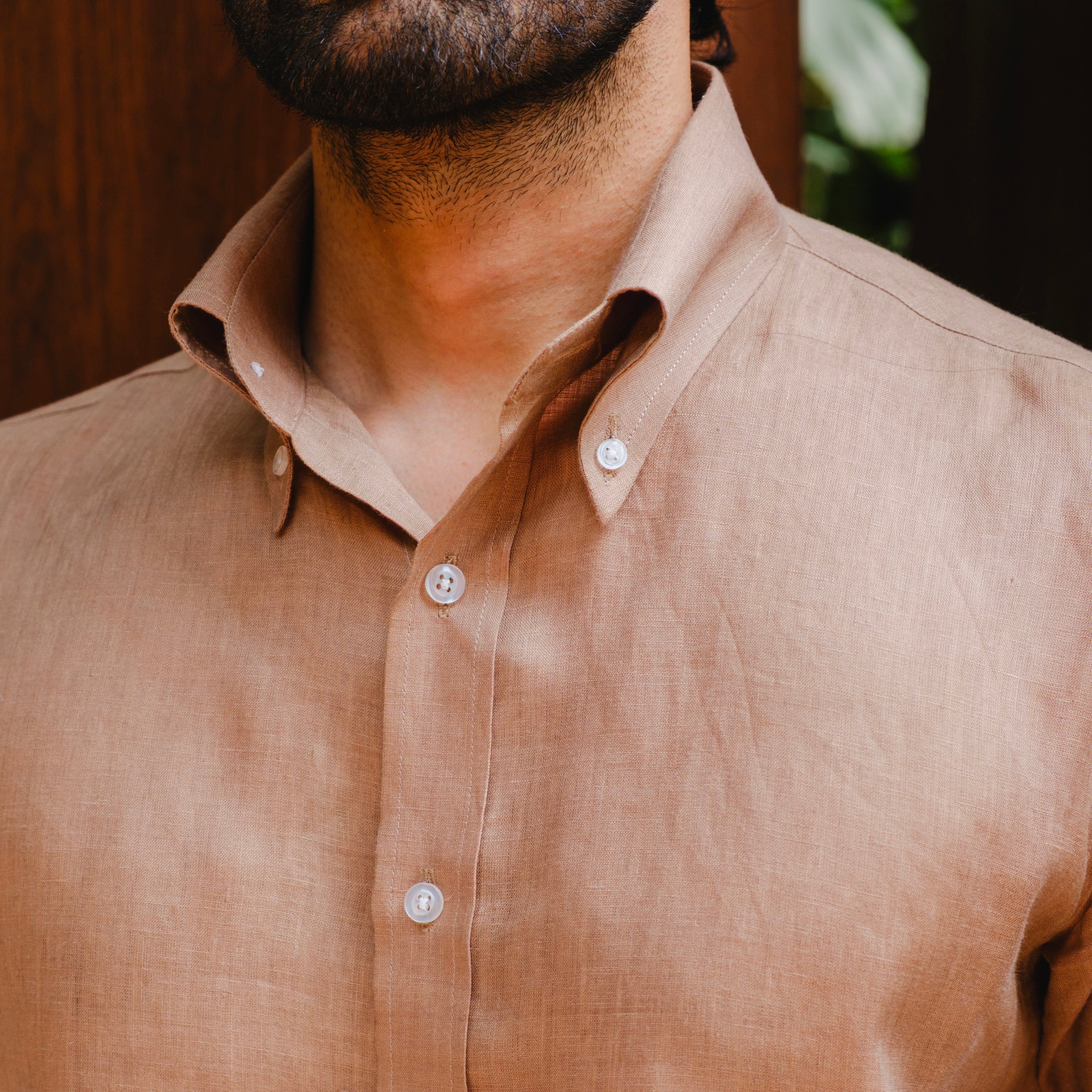 CACAO LINEN BUTTON DOWN SHIRT
