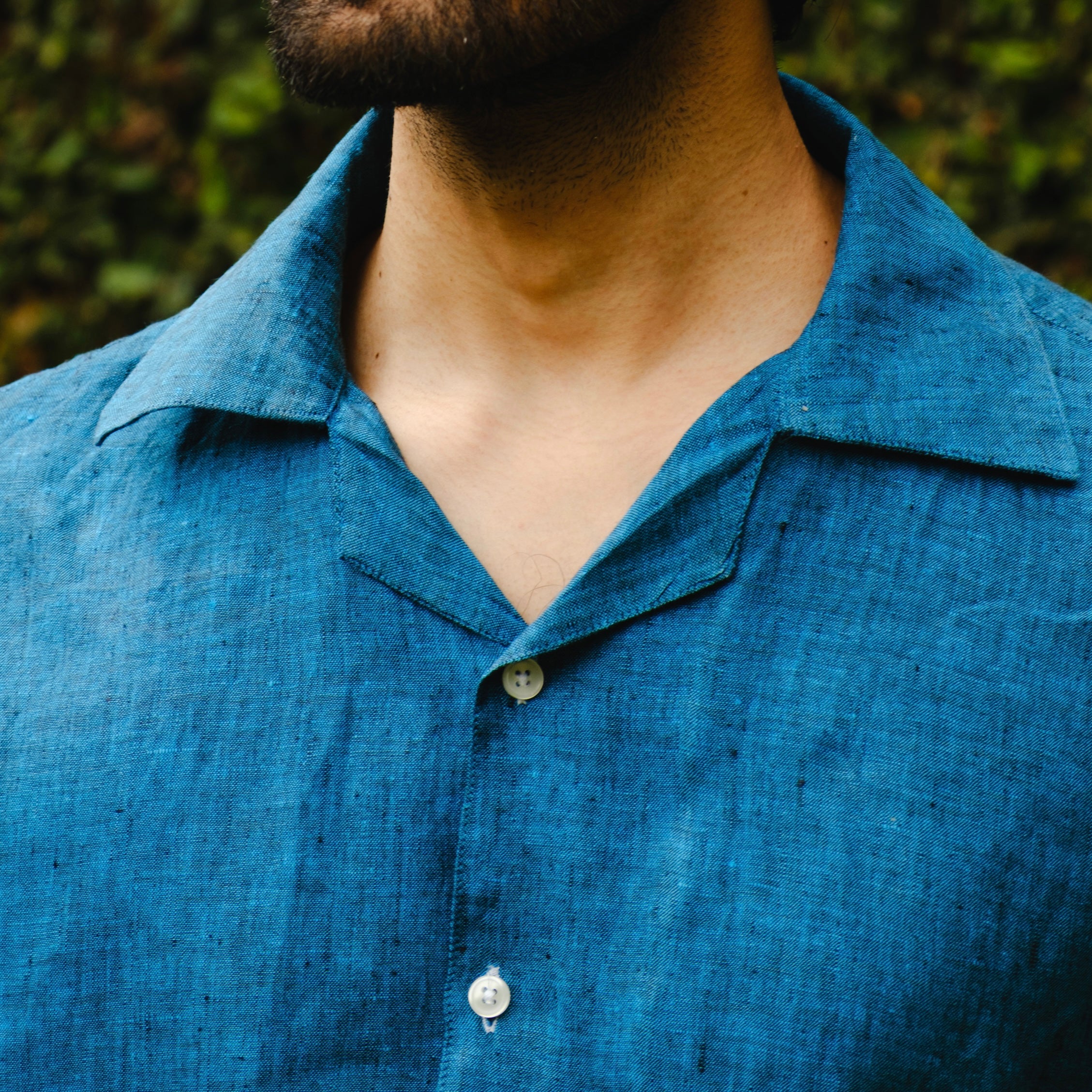 CASTELLANO  EGYPTIAN BLUE LINEN SHIRT