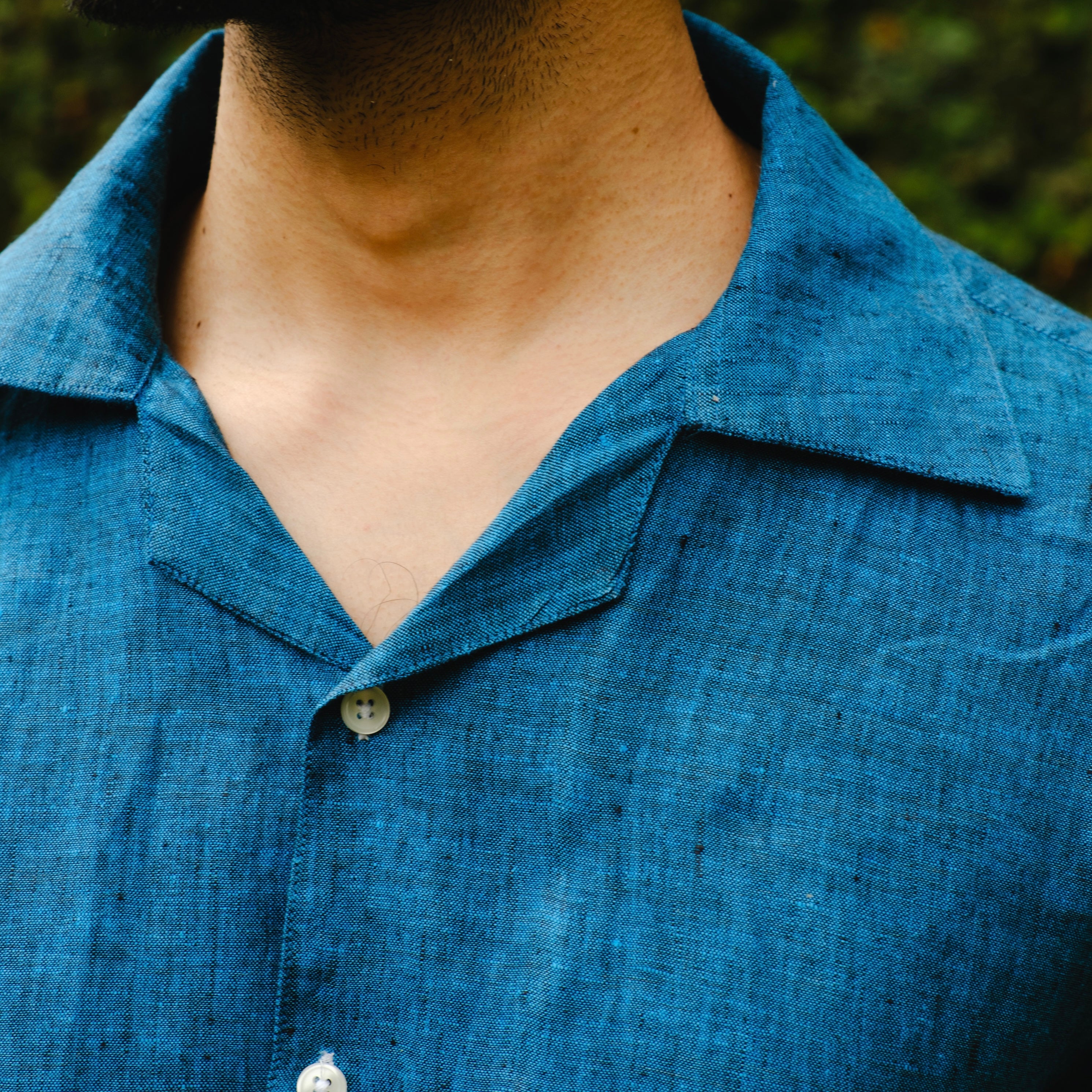 CASTELLANO  EGYPTIAN BLUE LINEN SHIRT