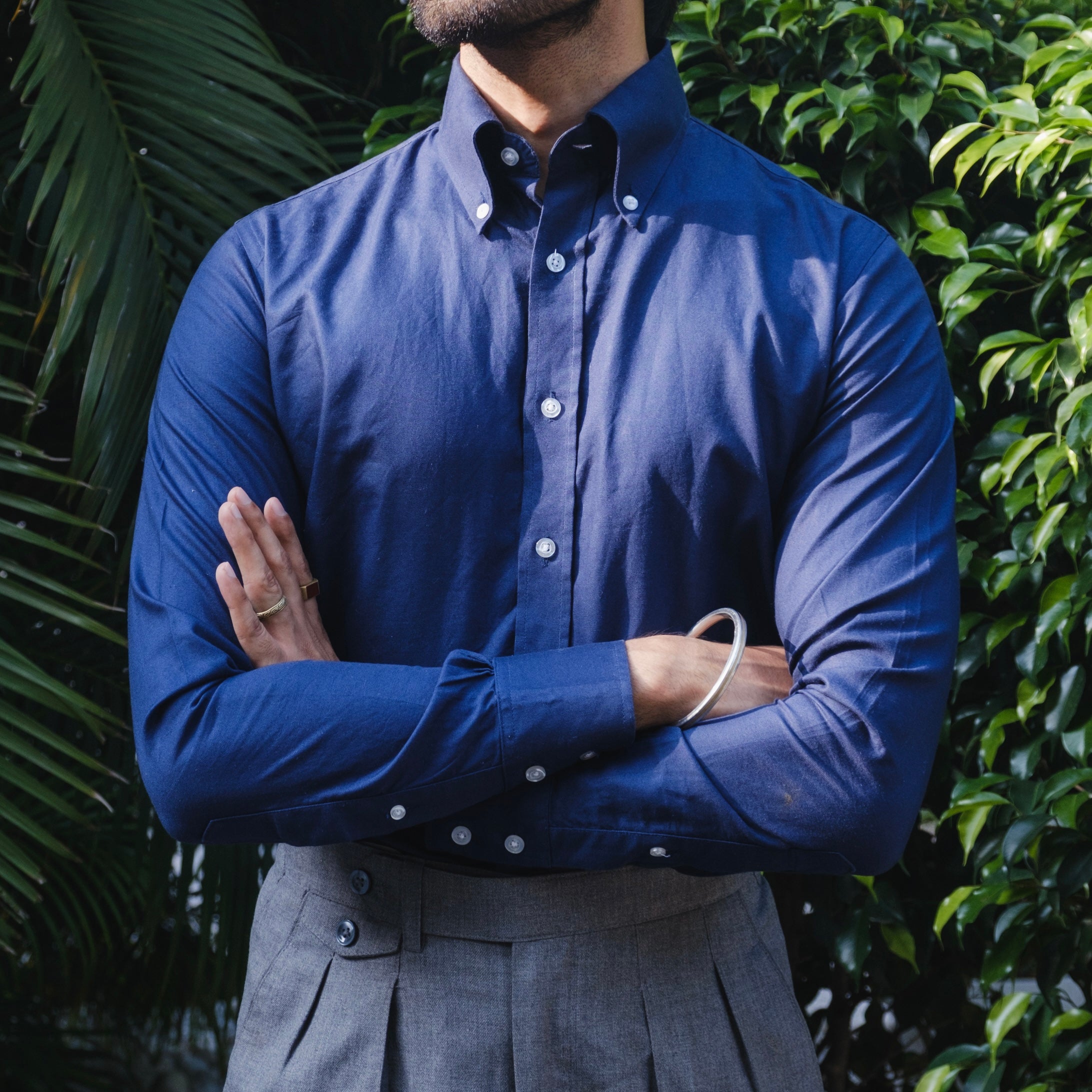 LOMBARDY NAVY BLUE BUTTON DOWN SHIRT