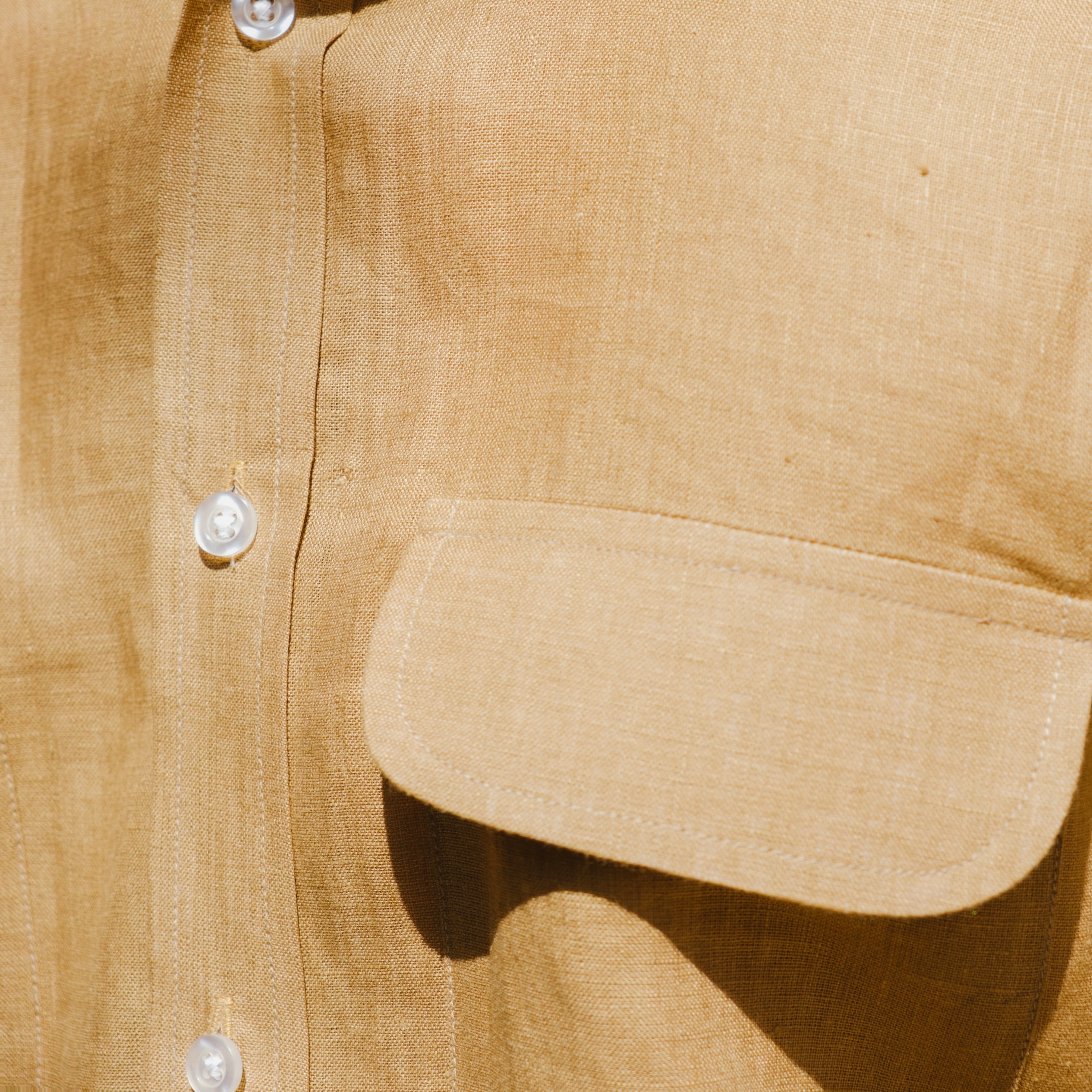 MARRAKECH SANDSTONE DOUBLE POCKET LINEN SHIRT