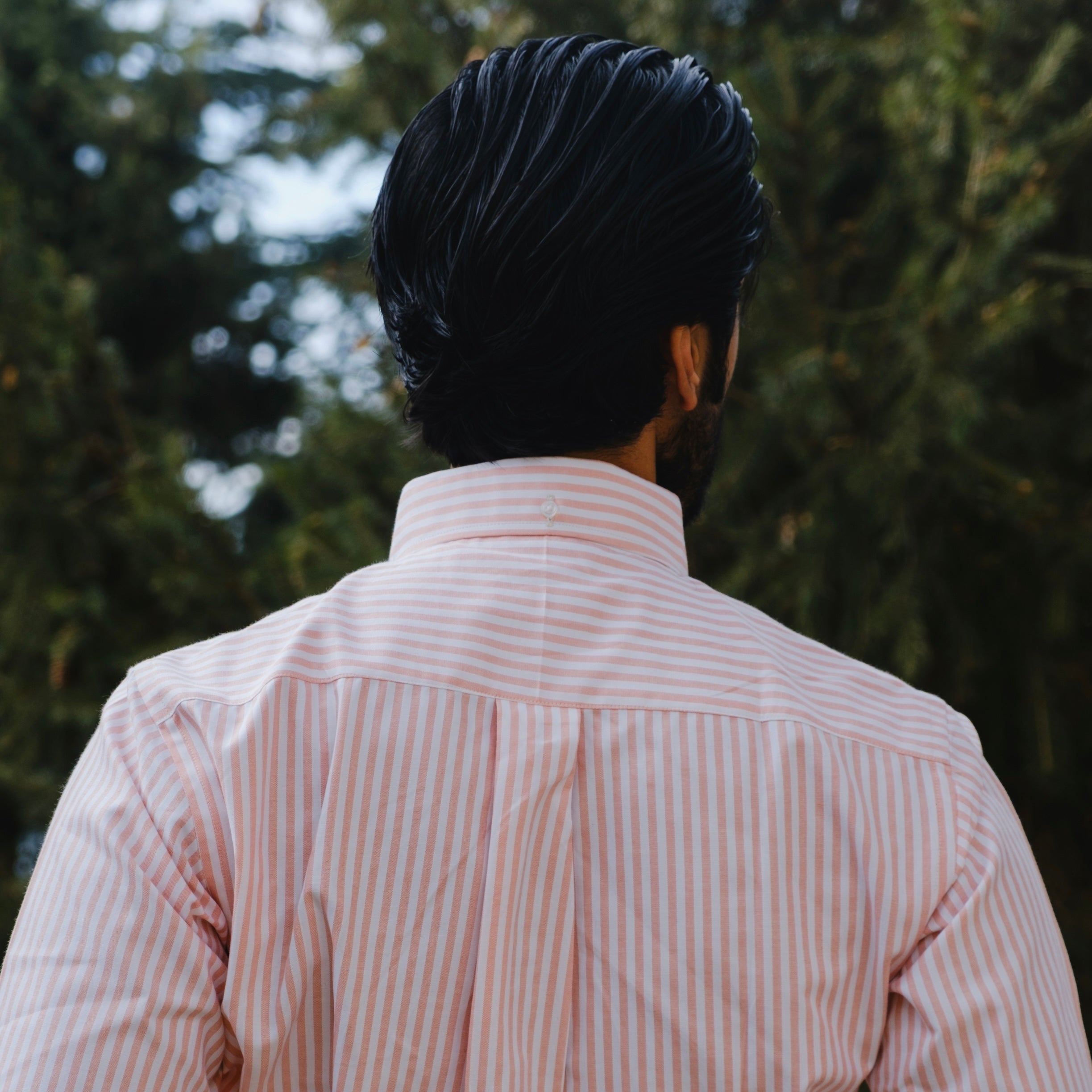 CALABRIA PEACH SIGNATURE STRIPED BUTTON DOWN SHIRT