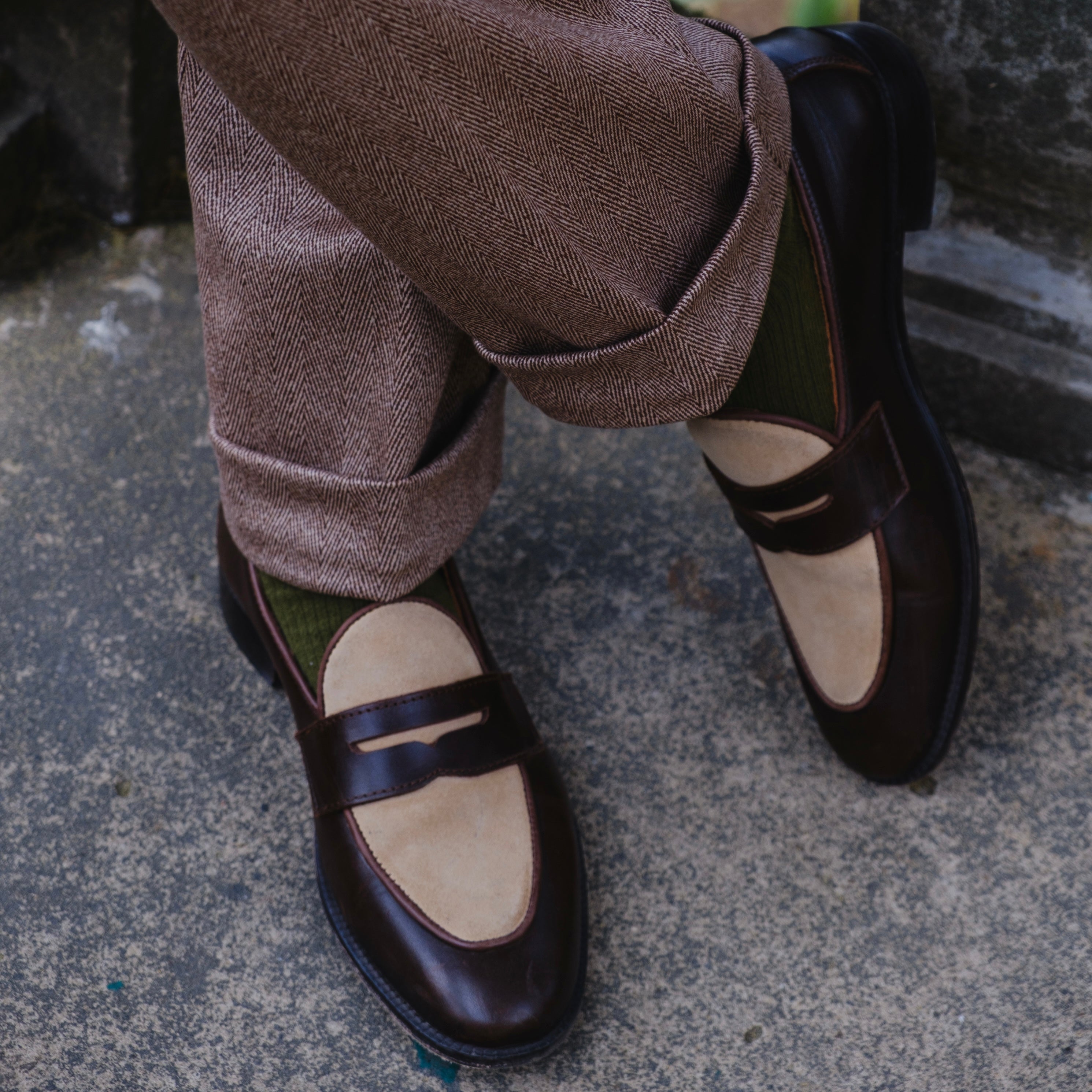 COMO HERRINGBONE WOOL GURKHA TROUSERS