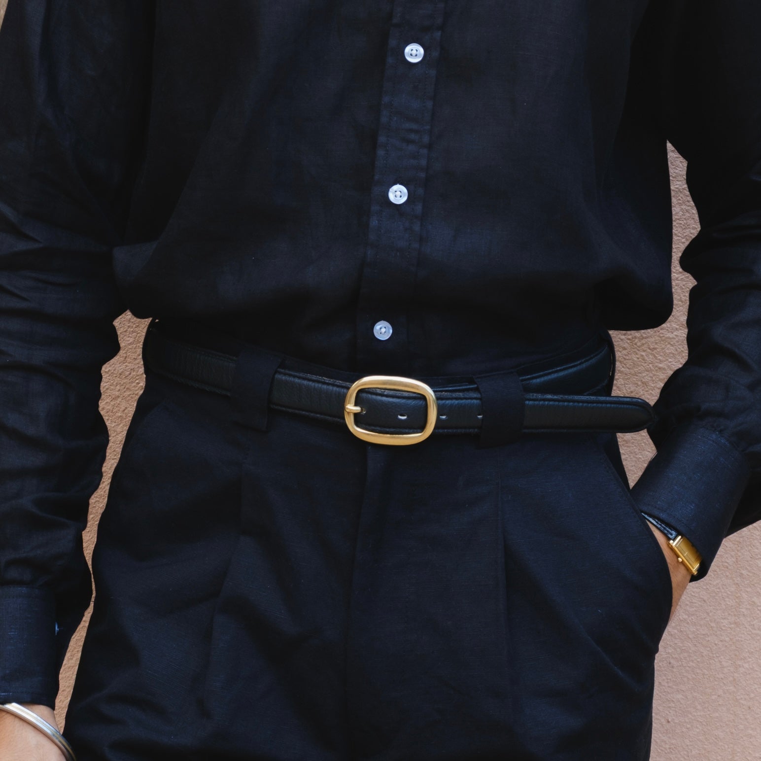 GIORGIO BLACK CROCO LEATHER BELT