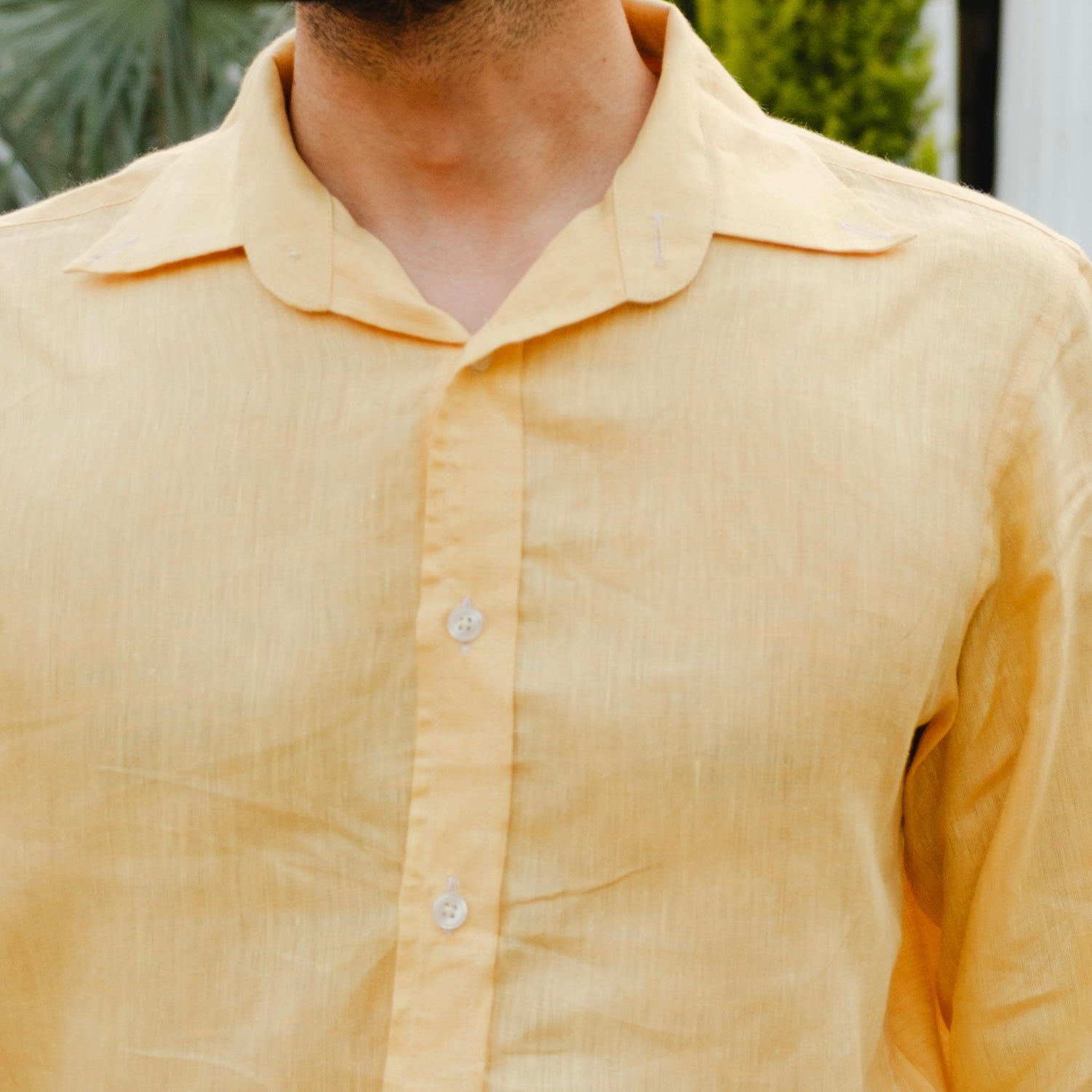 CESARE  LIMONE YELLOW LINEN SHIRT