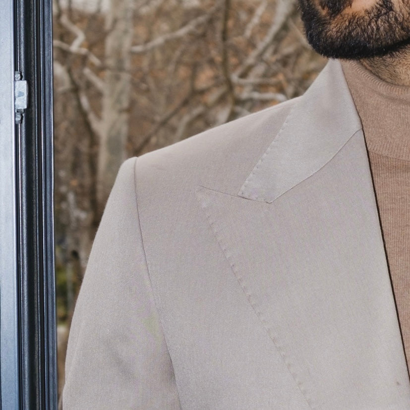 LIGHT TAUPE DOUBLE BREASTED S130 's  SUIT