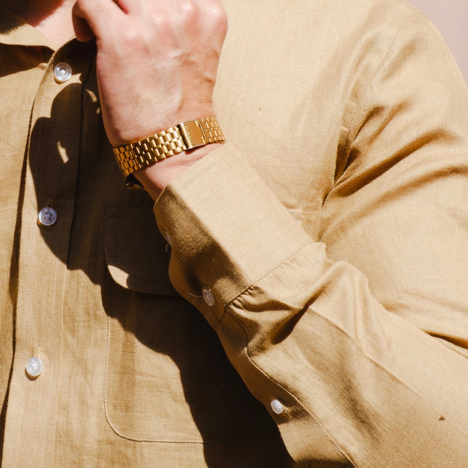MARRAKECH SANDSTONE DOUBLE POCKET LINEN SHIRT