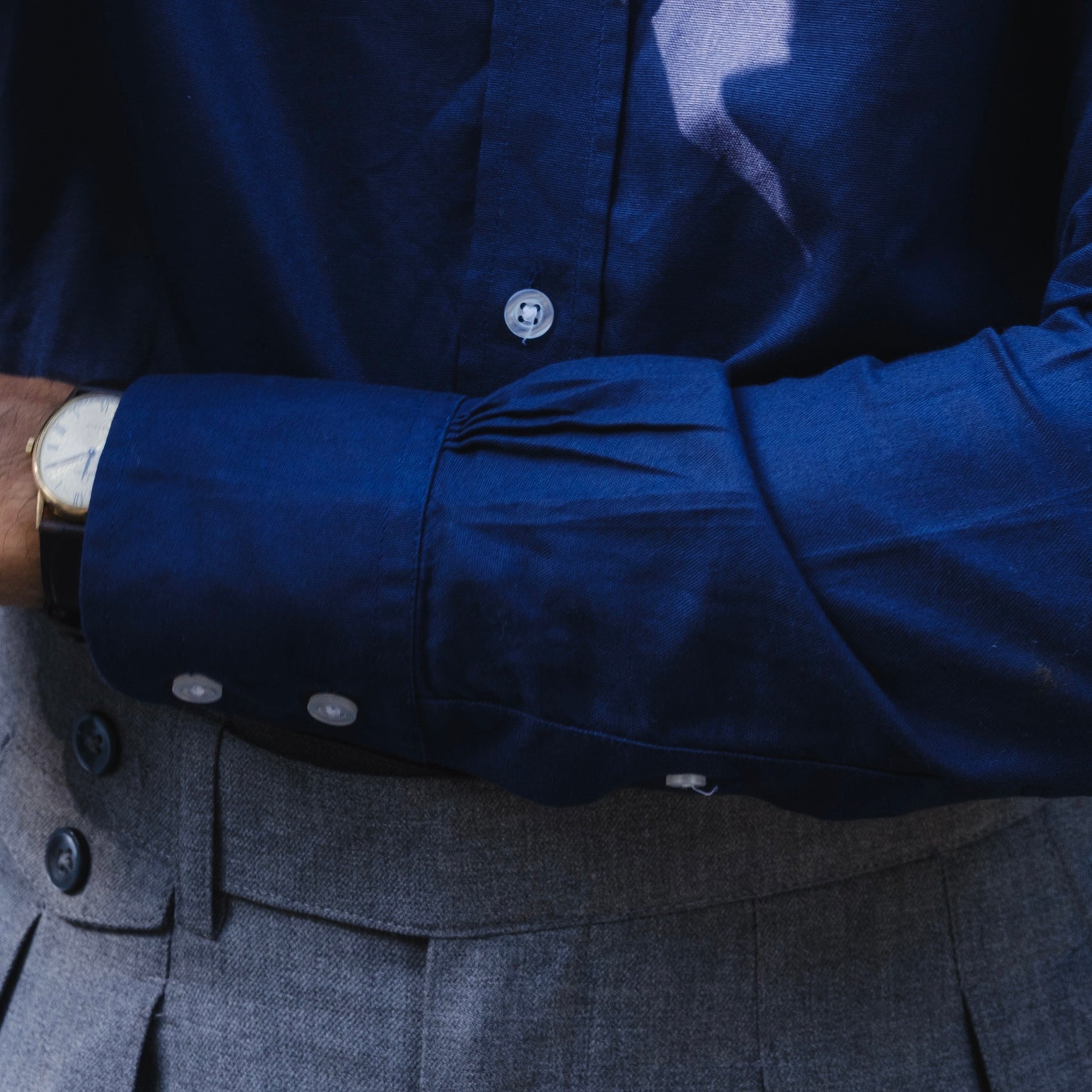 LOMBARDY NAVY BLUE BUTTON DOWN SHIRT