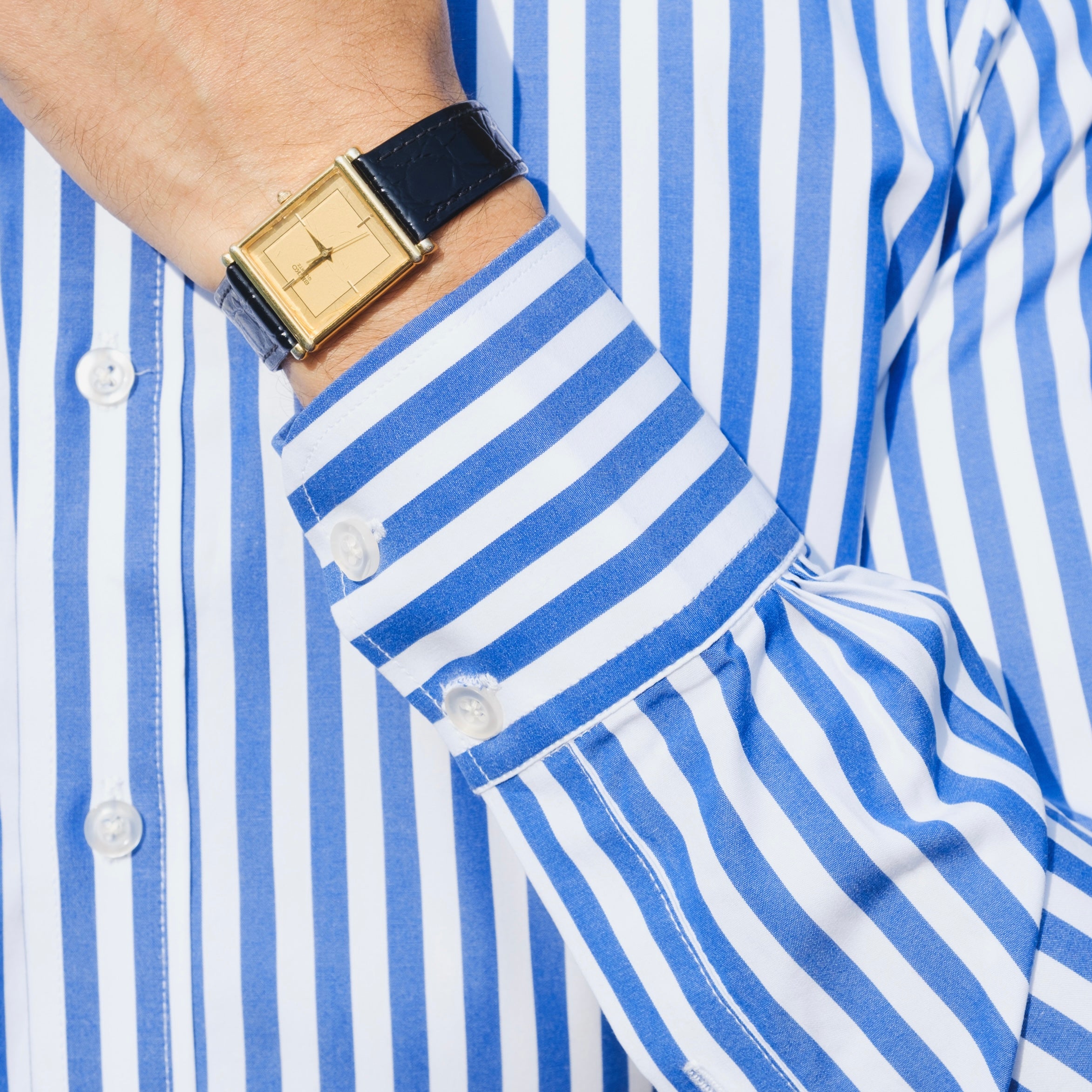 RIVIERA DI CHIAIA BLUE AND WHITE STRIPED CUTAWAY SHIRT