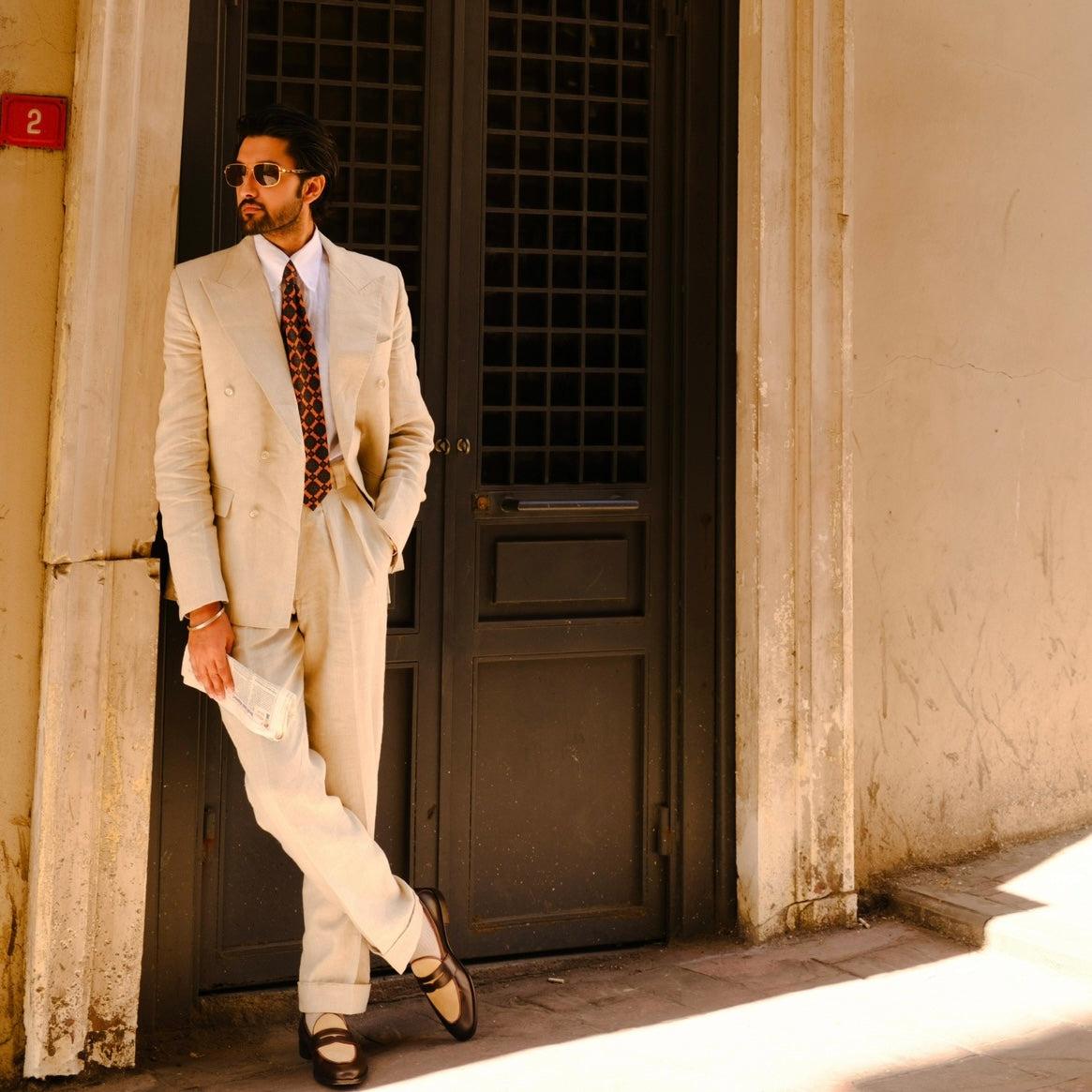 SAND LINEN DOUBLE BREASTED SUIT