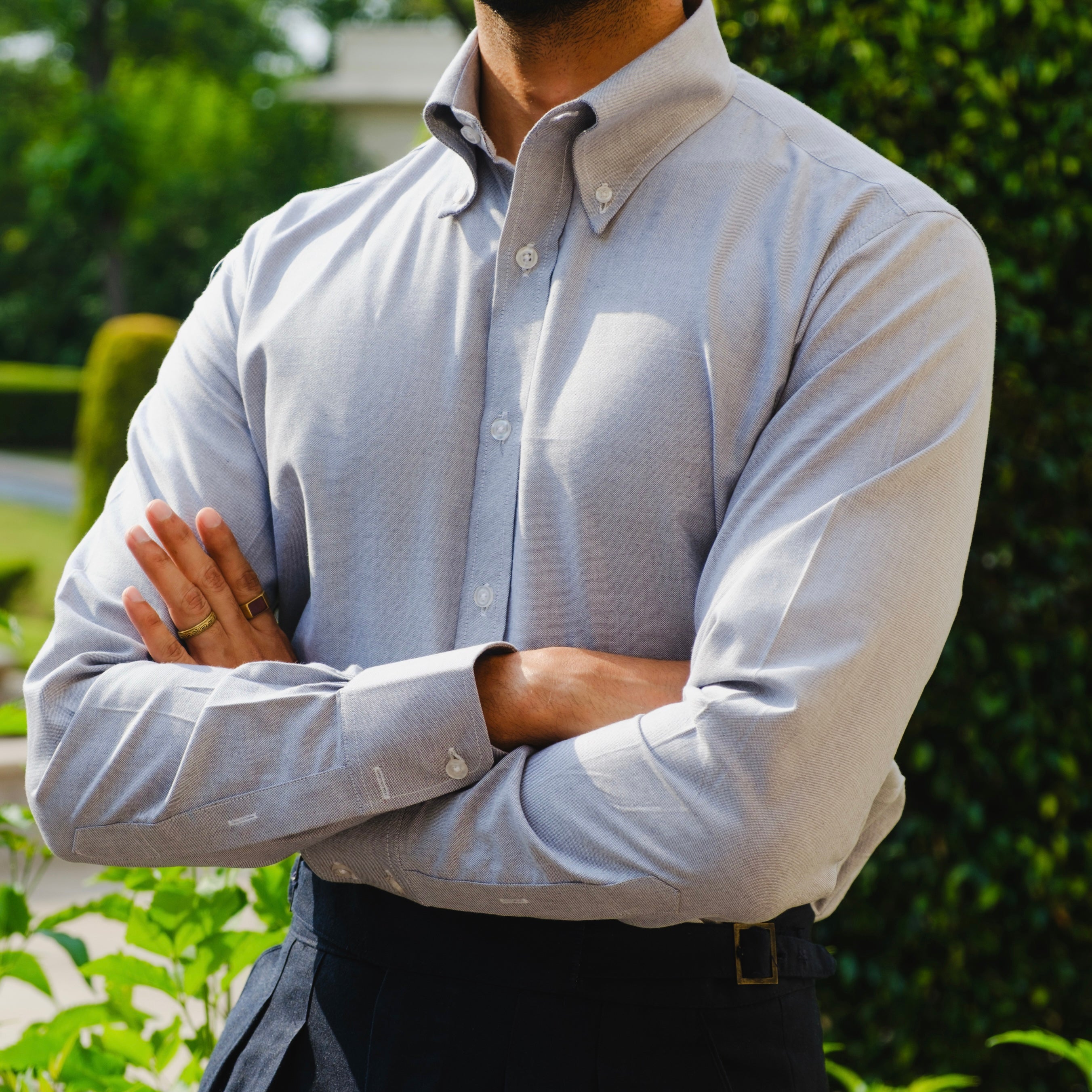 THE IVY GREY OXFORD BUTTON-DOWN