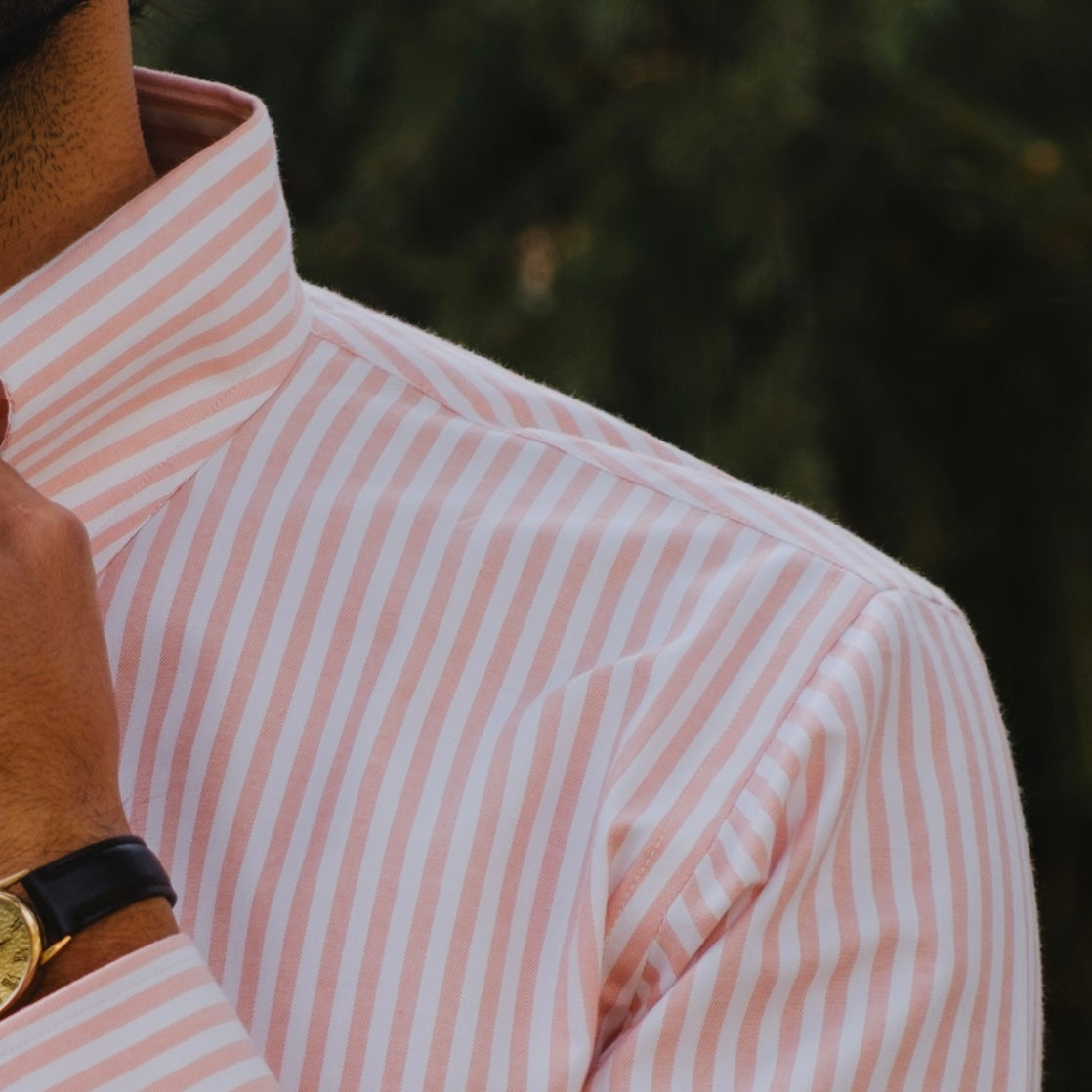 CALABRIA PEACH SIGNATURE STRIPED BUTTON DOWN SHIRT