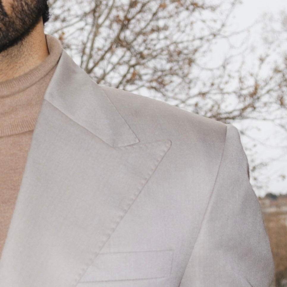 LIGHT TAUPE DOUBLE BREASTED S130 's  SUIT