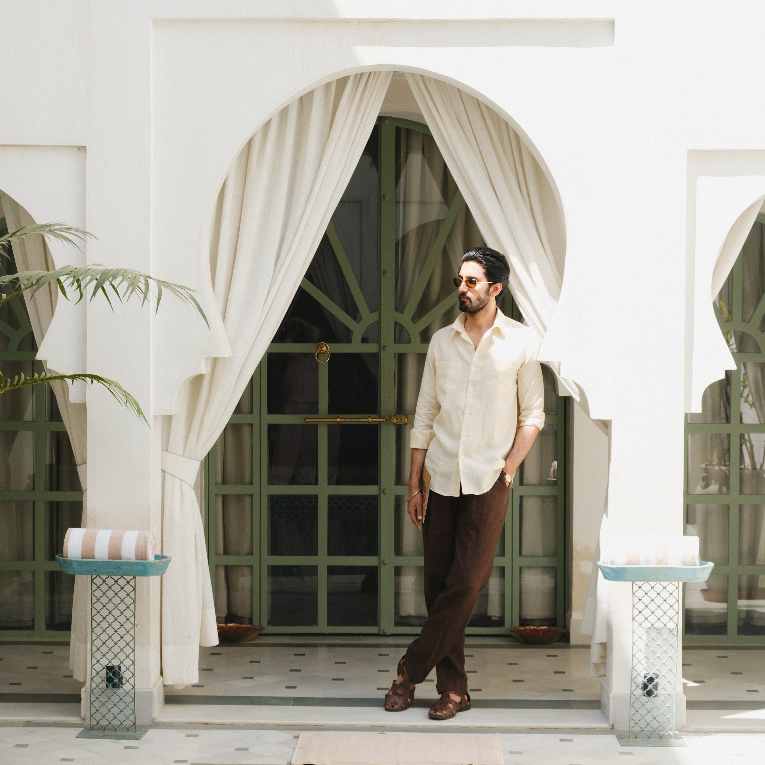 CAPRI IVORY LINEN CUBAN COLLAR