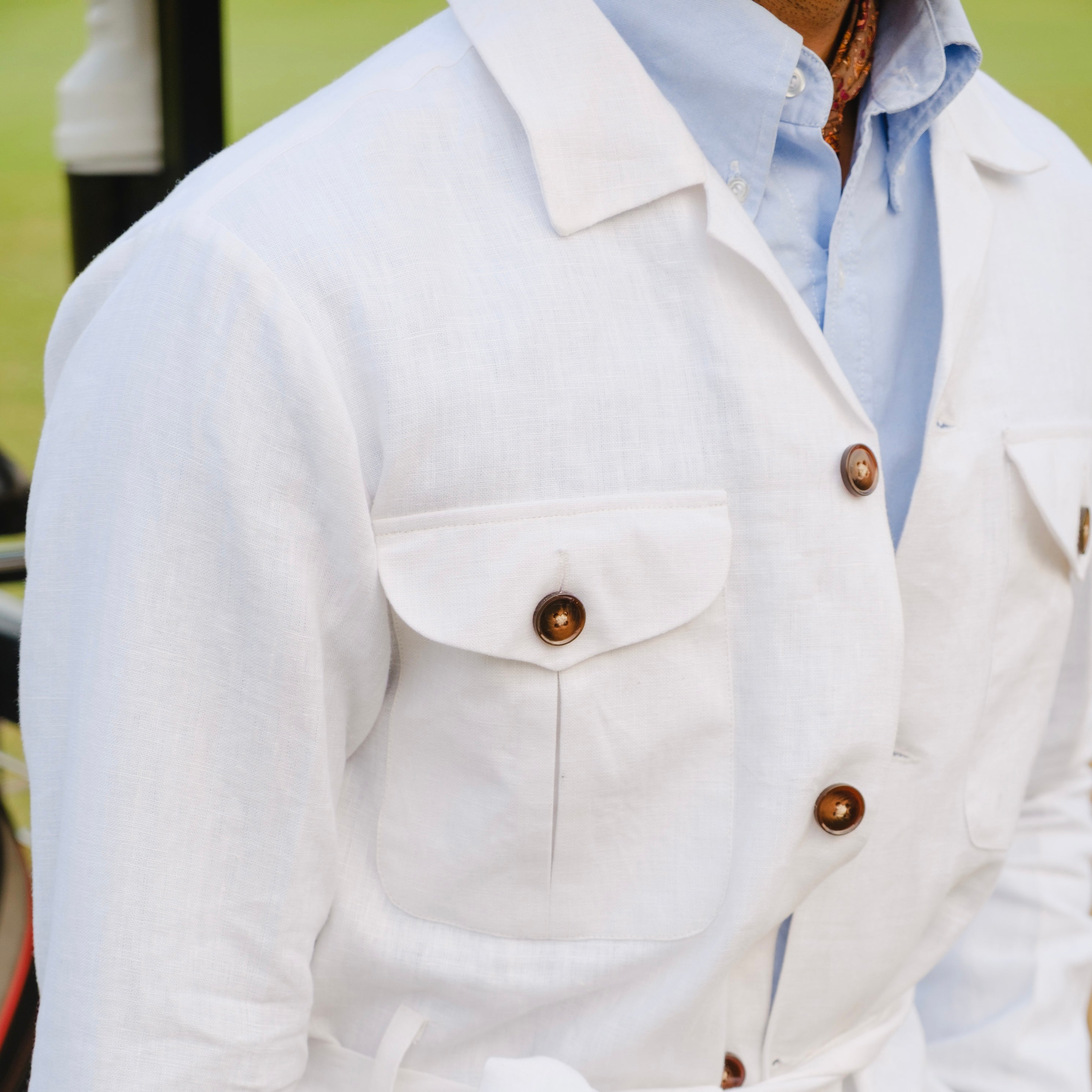 MONTEFARO WHITE RADICI SAFARI LINEN JACKET