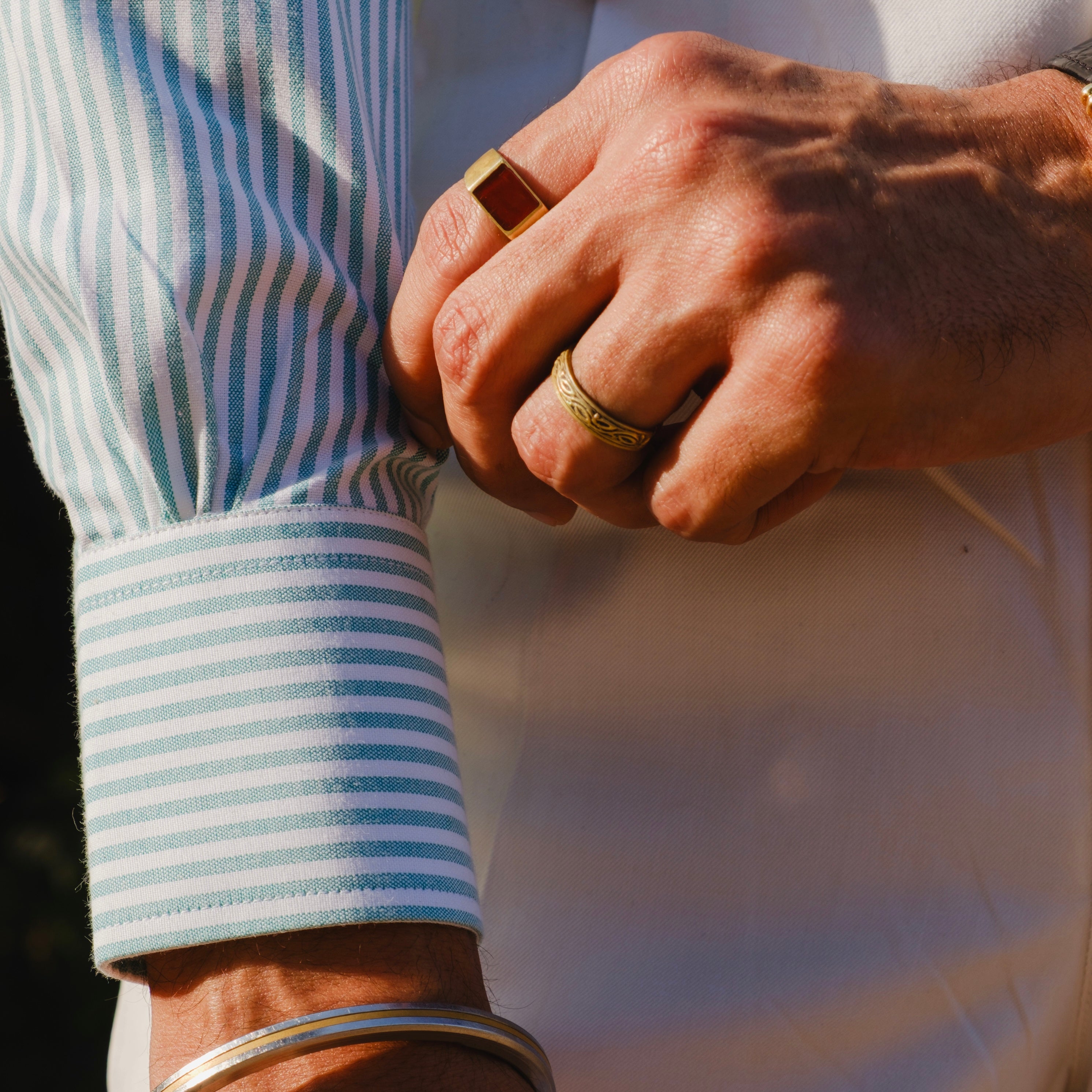 SALERNO TURQUOISE SIGNATURE STRIPED SHIRT