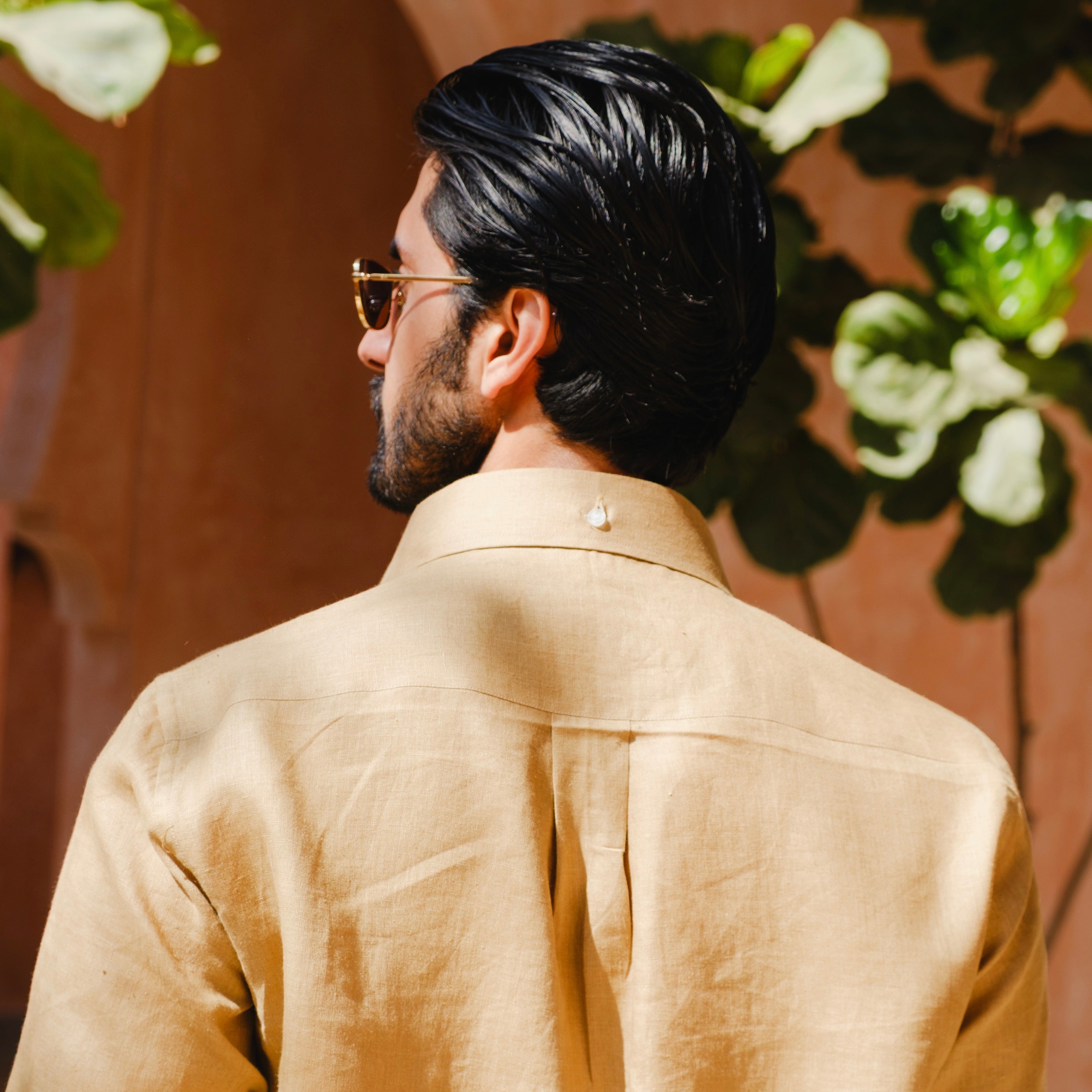 MARRAKECH SANDSTONE DOUBLE POCKET LINEN SHIRT