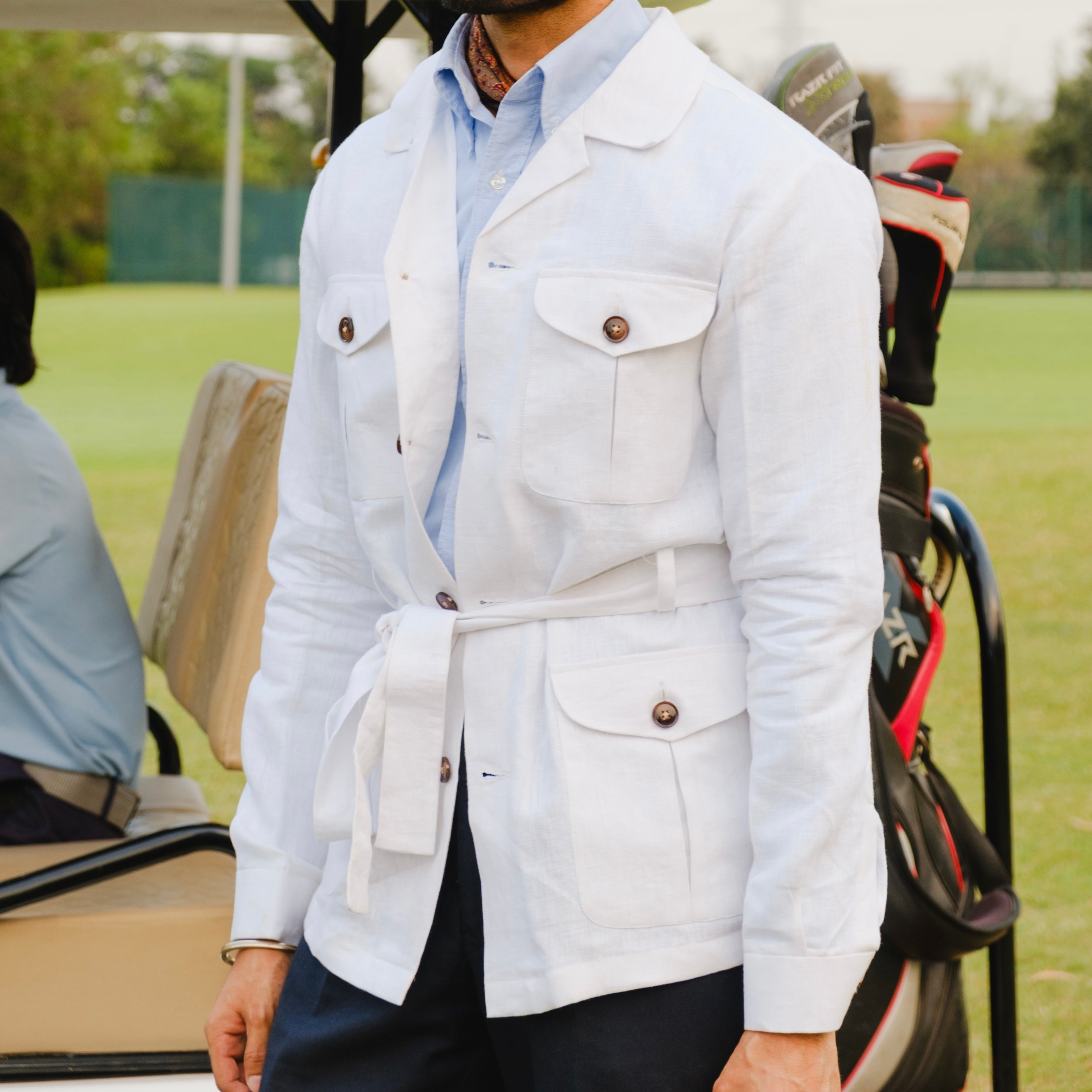 MONTEFARO WHITE RADICI SAFARI LINEN JACKET