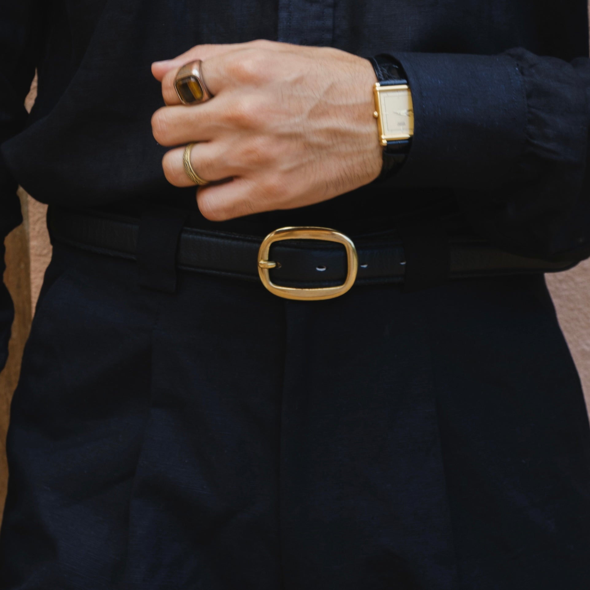 GIORGIO BLACK CROCO LEATHER BELT