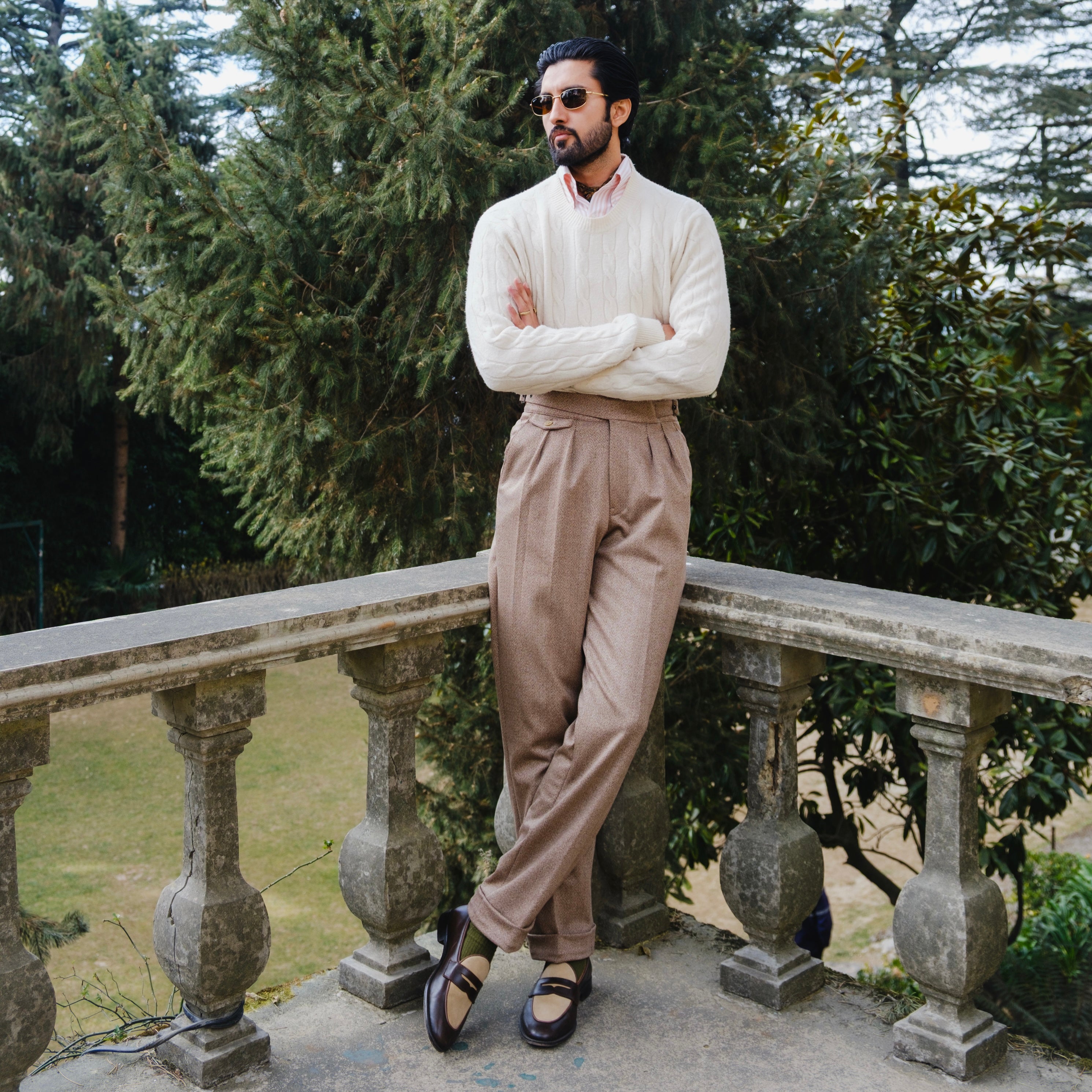 COMO HERRINGBONE WOOL GURKHA TROUSERS