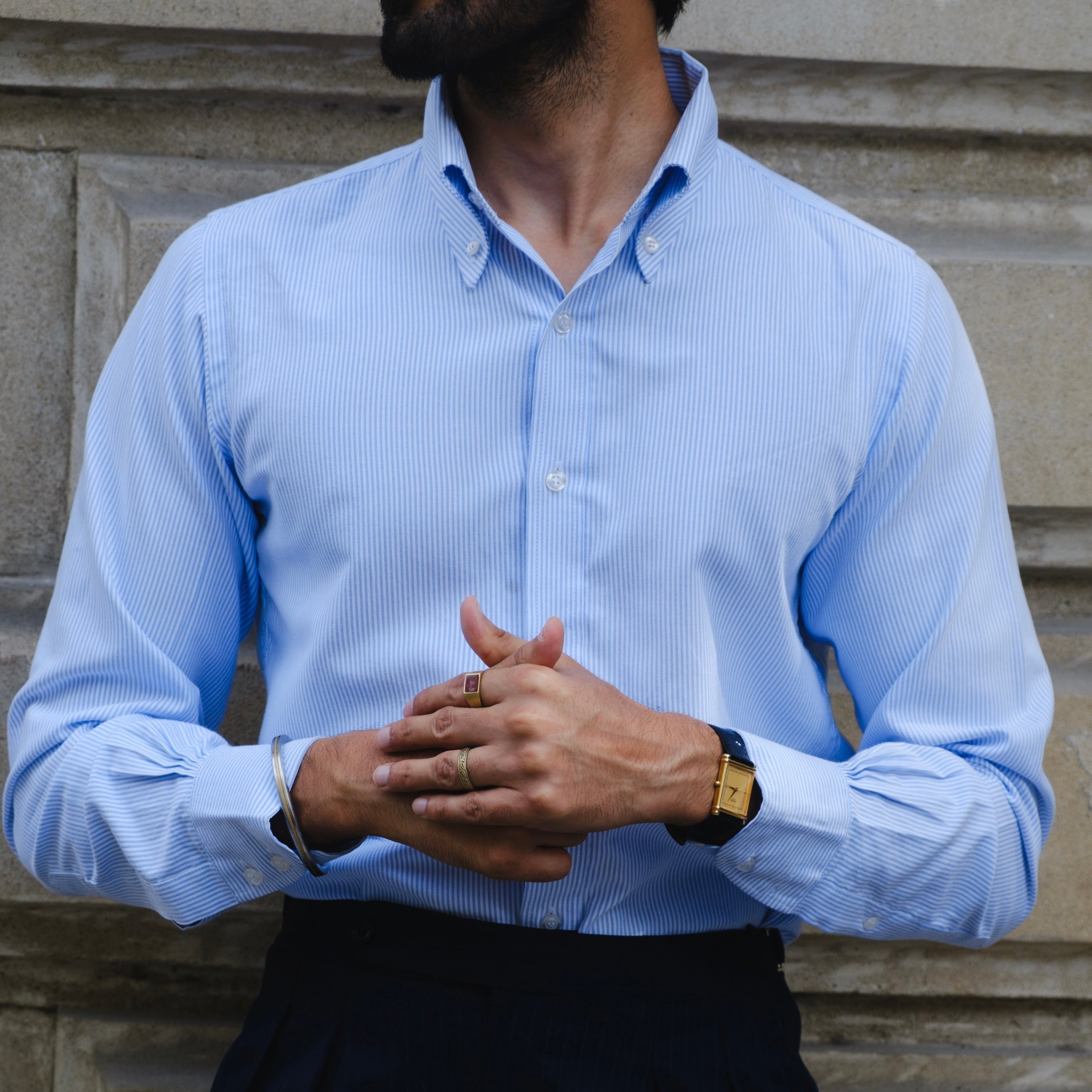 CANARY PINSTRIPE BUTTON-DOWN SHIRT