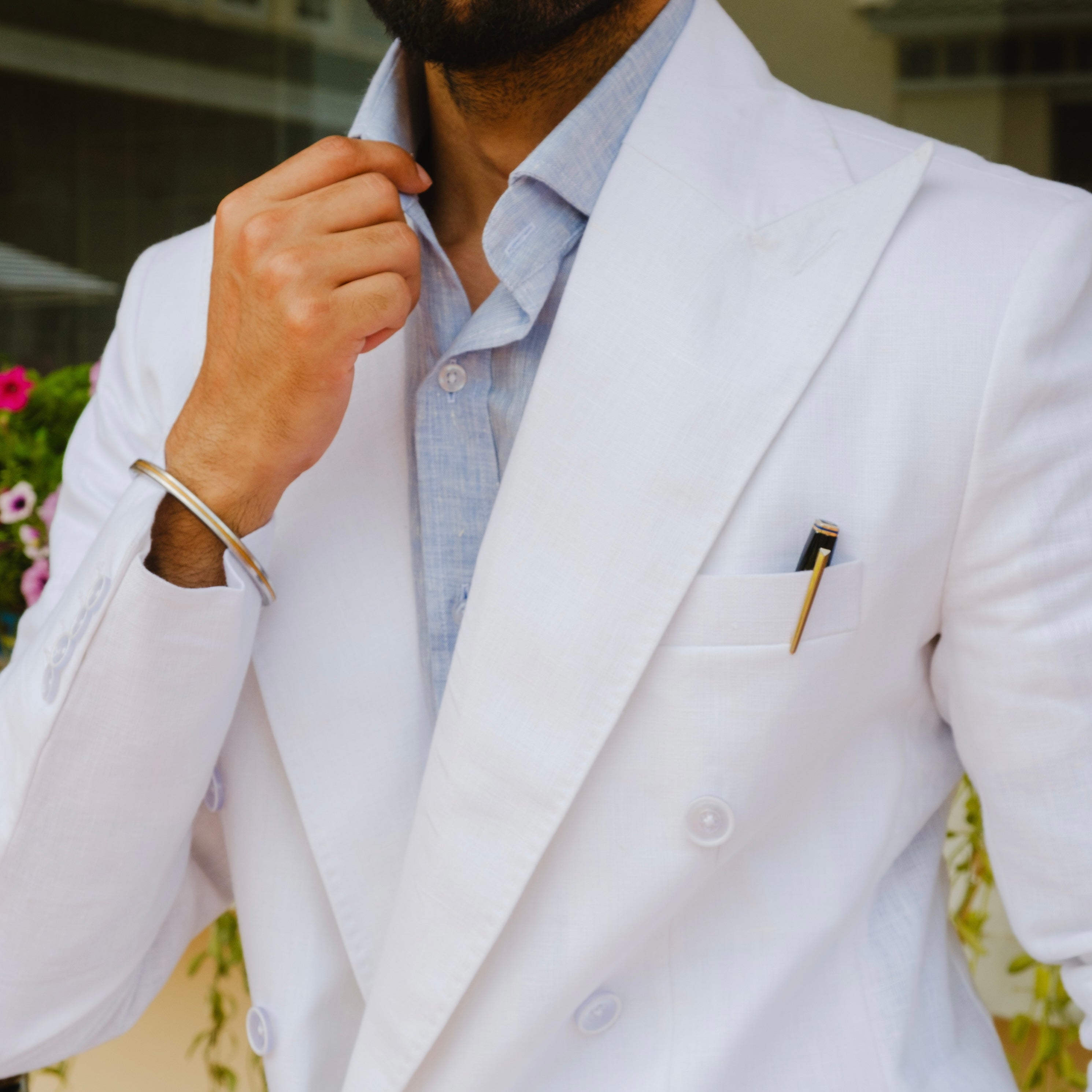RIVIERA WHITE LINEN DOUBLE BREASTED SUIT