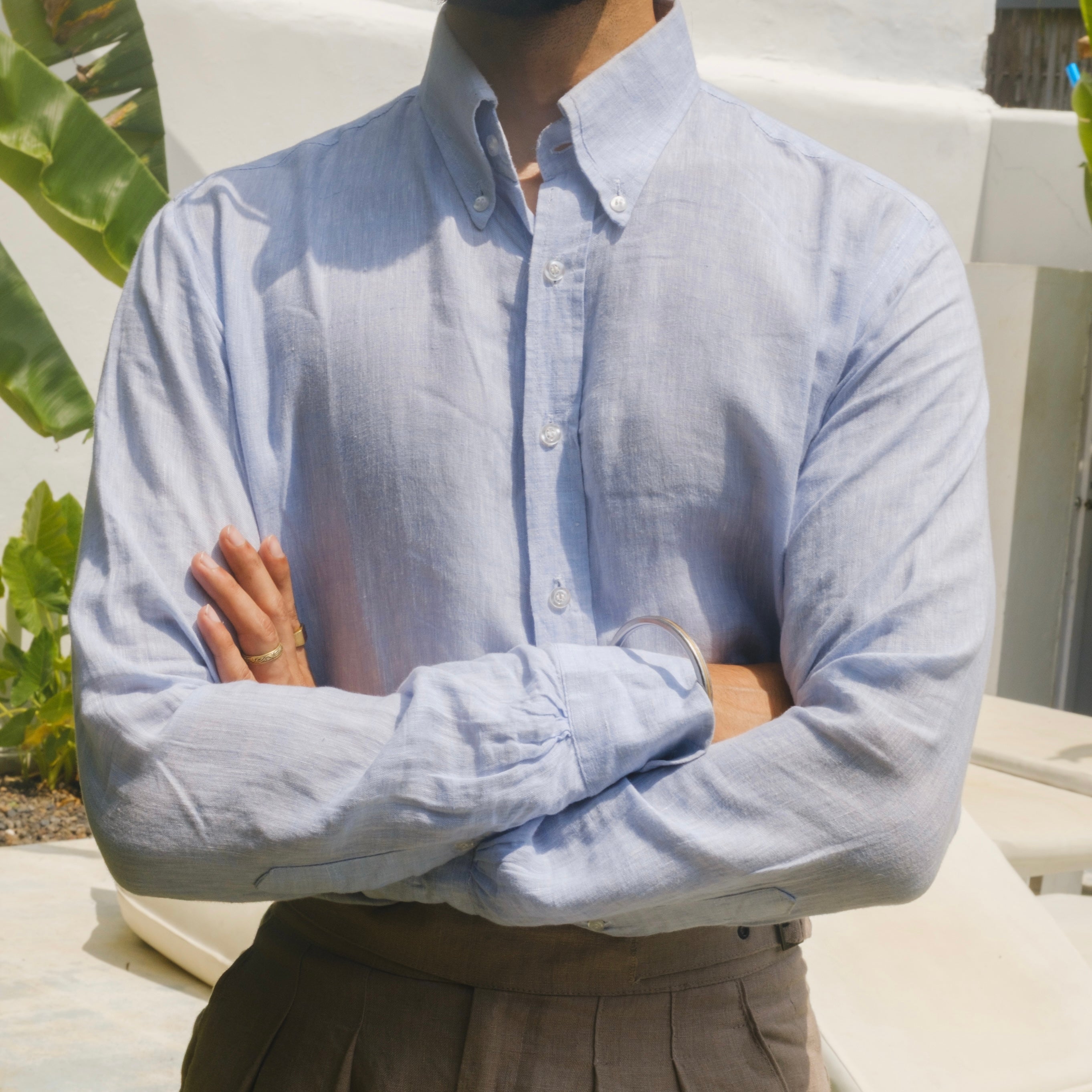 PORTOFINO  POWDER BLUE LINEN SHIRT