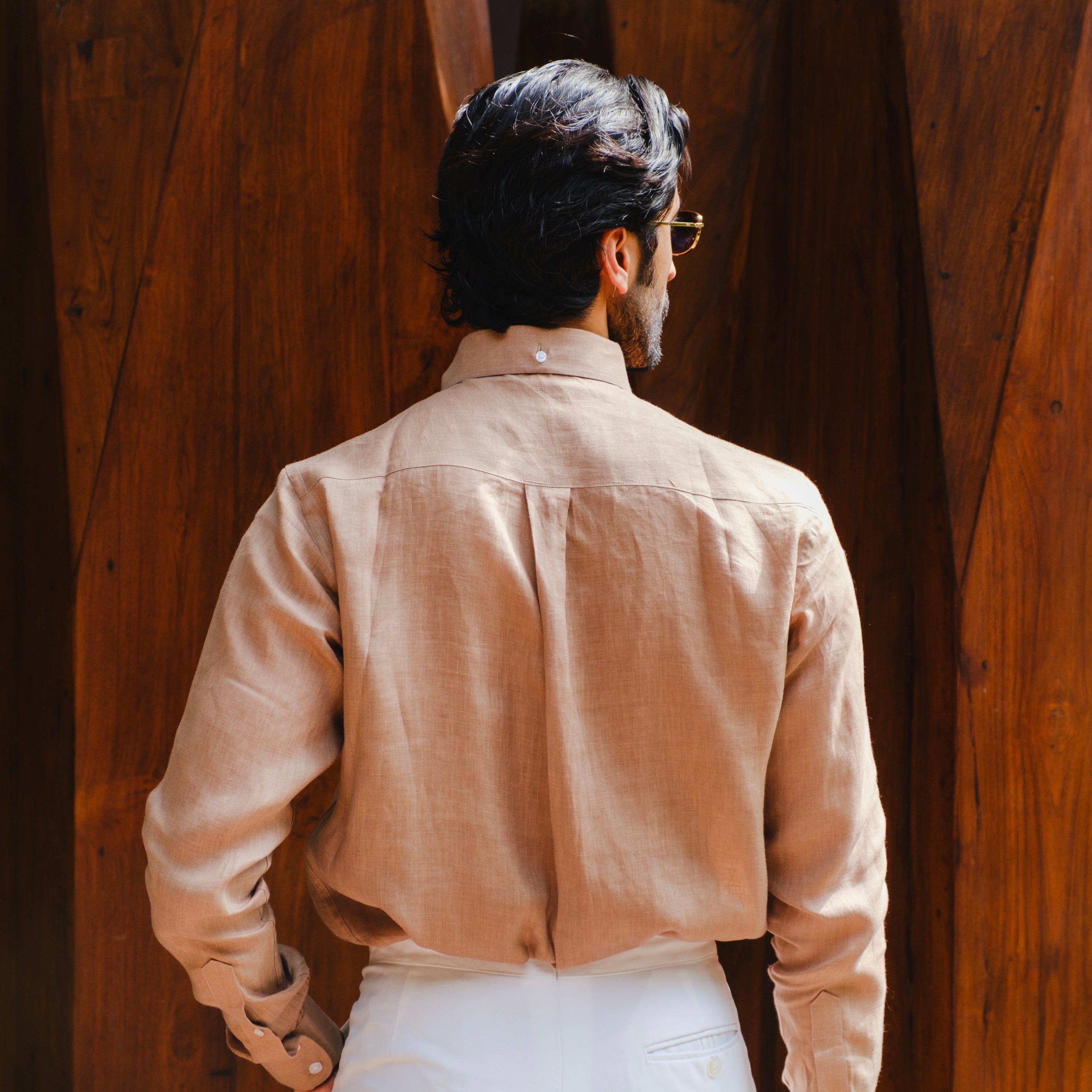 CACAO LINEN BUTTON DOWN SHIRT